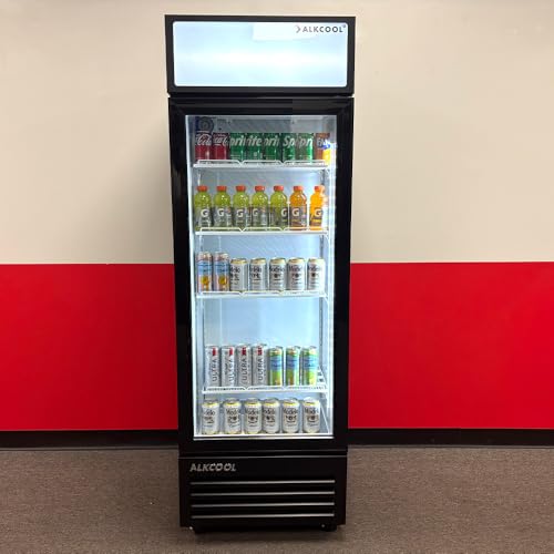Image of Commercial Beverage Refrigerator Display Fridge,9 Cu Ft Tall Small Single Door Merchandiser Drink Cooler with LED Light Adjustable Shelves,ETL Sanitation