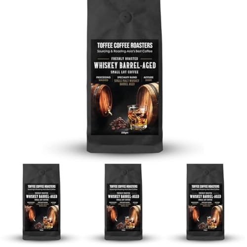 Image of Toffee Coffee Roasters | Whiskey Barrel Aged, Medium Dark Roast, 250 g | Grind: Espresso, Barrel Aged, 100% Arabica | Speciality Coffee | Freshly Roasted (Pack of 4)