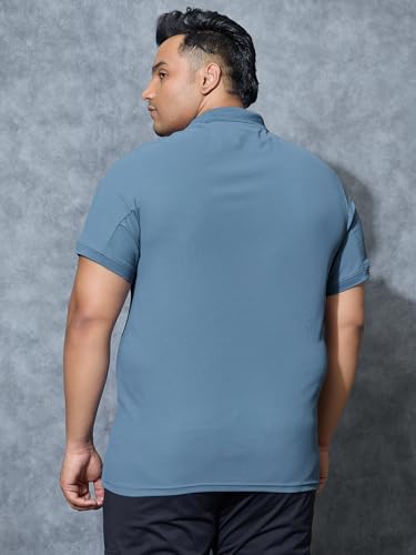 Image of TECHNOSPORT Men's Solid Slim Fit Polo Collar T-Shirt MATPIQ Half Sleeve Button Polyester for Gym Golf Casual Anti Odour UPF50+