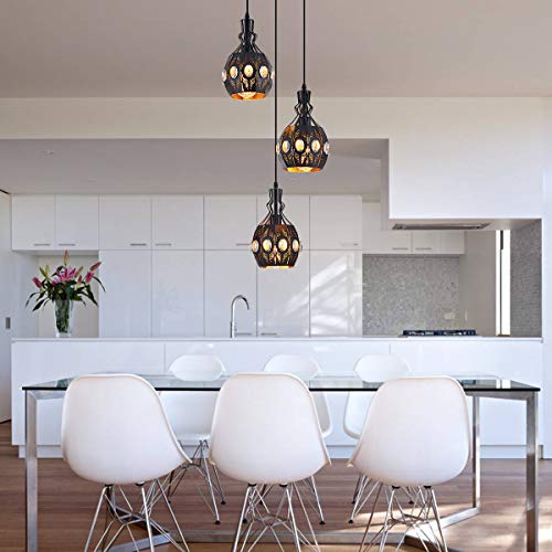 Image of YLONG-ZS 3-Light Industrial Pendant Lighting Vintage Hanging Ceiling Light Fixtures,Farmhouse Rustic Lantern Pendant Light Hanging Lamps for Dining Room,Living Room, Hotel