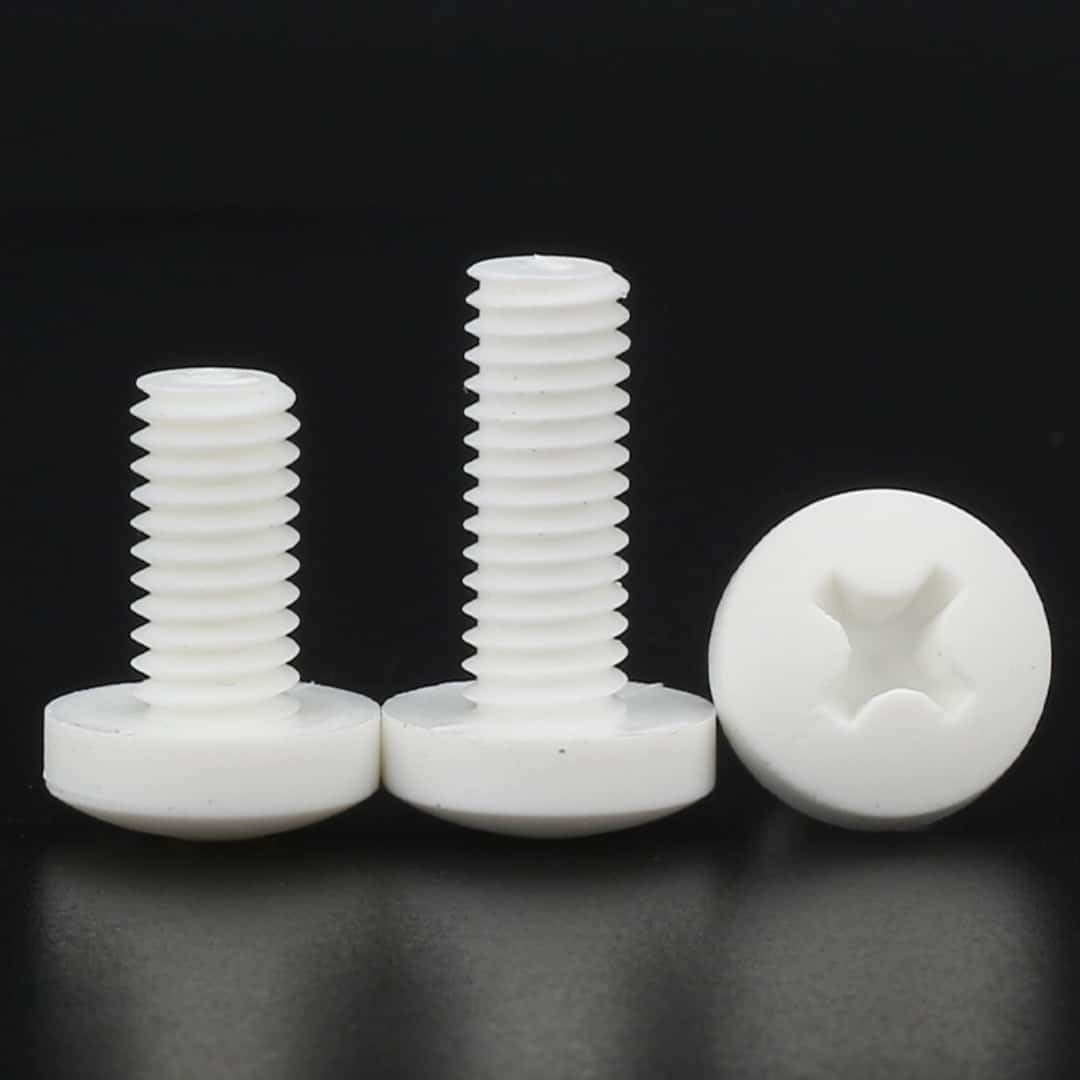 Tornillos de cabeza de disco de PTFE resistentes a ácidos y álcalis (10 unidades) - Pernos aislantes de plástico for aplicaciones industriales(M10*40)