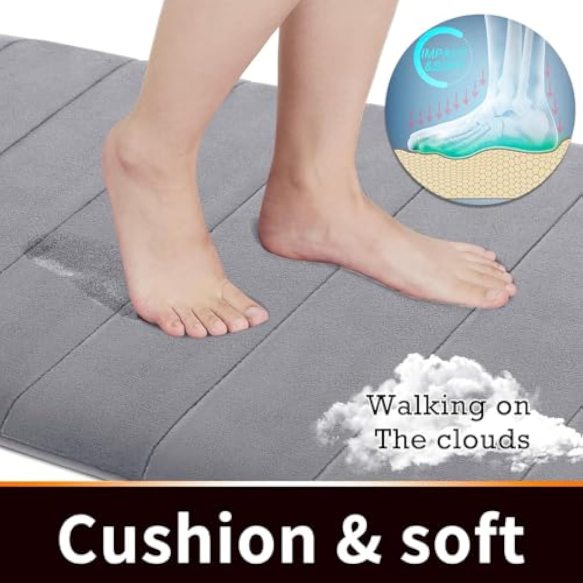 Memory Foam Bath Mat Set, Non-Slip and Water Absorbent