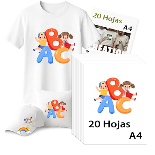 La mejor comparación de Papel transfer para comprar online. 48 KDUHZGH 20 Hojas Papel Transfer para Tela A4, 210 mm x 297 mm, Saturación de Alto Color, Lavado Duradero, Papel transfer para camisetas, Compatible con impresoras láser de...