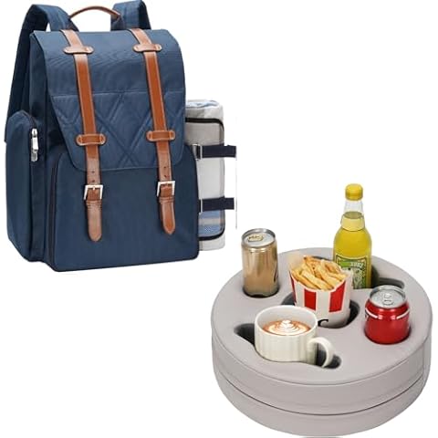 Picnic Backpack for 4 Person with Large Insulated Cooler Bag, Couch Cup Holder Pillow Cover