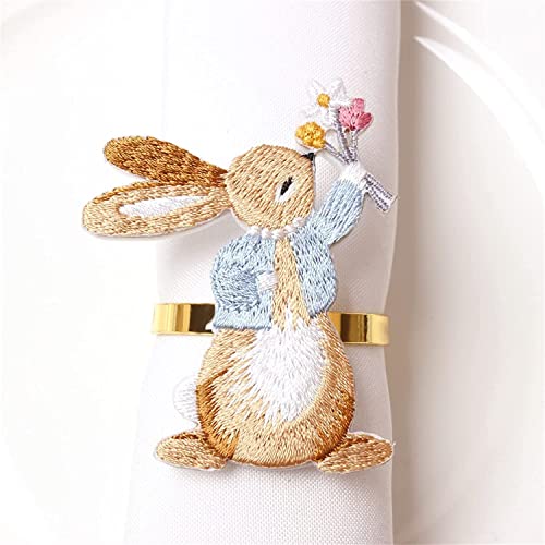 Ronds de serviette de Pâques lapin x6 pour décoration de table - 5