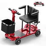 Portable Mobility Scooter, 30km Range, 130 kg Load Capacity, Anti-Tip Design, Replaceable Battery, TODIMART X17 Foldable Mobility Scooter for Adults