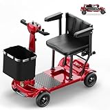 Portable Mobility Scooter, 30km Range, 130 kg Load Capacity, Anti-Tip Design, Replaceable Battery, TODIMART X17 Foldable Mobility Scooter for Adults