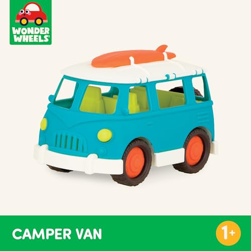 Wonder Wheels by Battat – Camper Van – Toy Truck with Opening Roof & Detailed Interior for Kids Age 1 & Up – 100% Recyclable, Aqua