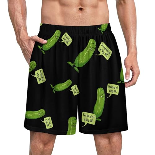 Big Dill Pickle Men's Pajama Shorts Lightweight Lounge Pants Pj Bottoms Sleep Pants
