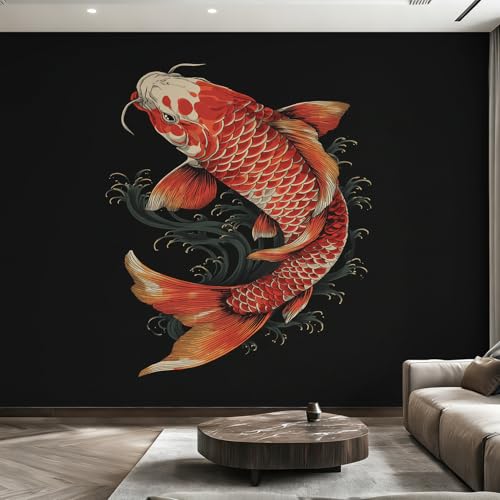 Genérico Papel Pintado Pared Koi Japonés Papel Pintado Pared Dormitorio Carpa Asiática Oriental, Salon Tejido No Tejido Decoración del Hogar 280x200 W7