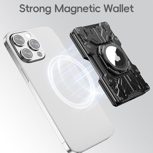 Minimalist Mens Wallet RFID Blocking - Slim Metal Wallet With Airtag Holder - Compact Credit Card Holder Mini Size, Metal, Carbon Fiber (Black)4