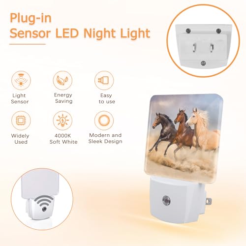 Image of YASHILAIYA Running Herd Horse Night Light,Plug-in Dusk to Dawn Sensor Nightlights for Bedroom Bathroom Hallway Stairs for Boys Girls