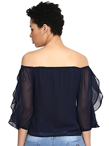 Image of Harpa Black Solid Blouse(GR5168-BLACK)