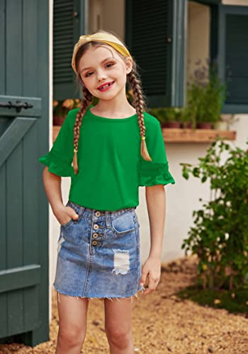 Arshiner Girls T-Shirt Kids Casual Tunic Tops Lace Short Sleeve Loose Soft Blouse2