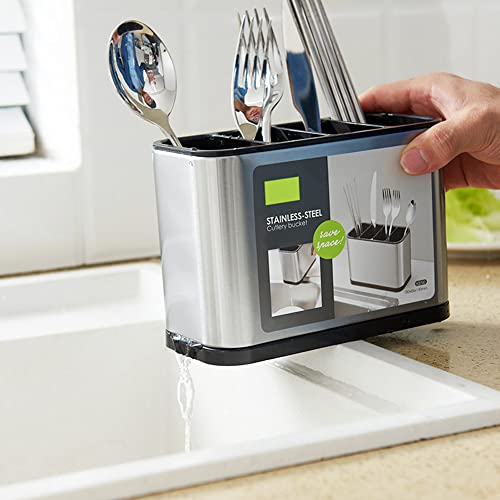 Kitchen Utensil Holder Bacchette In Acciaio Inox Organizer Drain Posate di Stoccaggio Bucket Utensili da cucina Strumento di cottura - immagine 5