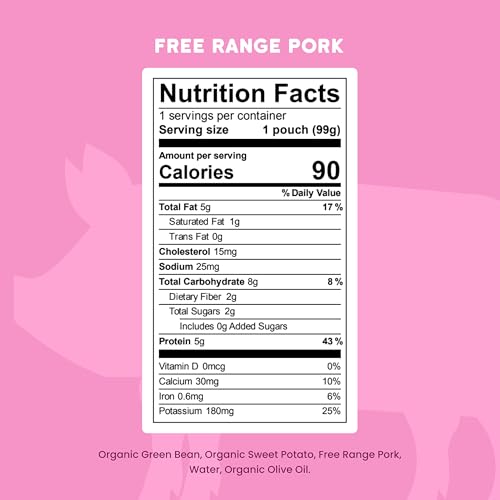 Image of Serenity Kids 6+ Month Baby Food Pouches - Free Range Pork with Organic Green Bean & Sweet Potato Puree - BPA-Free Food Pouches for Baby - 3.5 Oz, 1 count