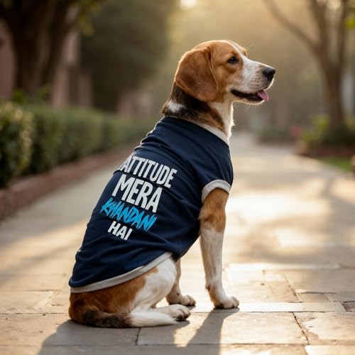 Image of JoyDaog Cozy Dog Winter Coat Blue Color 22 Inch(XXL)- inchAttitude Mera Khandani Hai inch Printed Soft Cotton Trendy Apparel for Large Breeds | Indoor & Outdoor