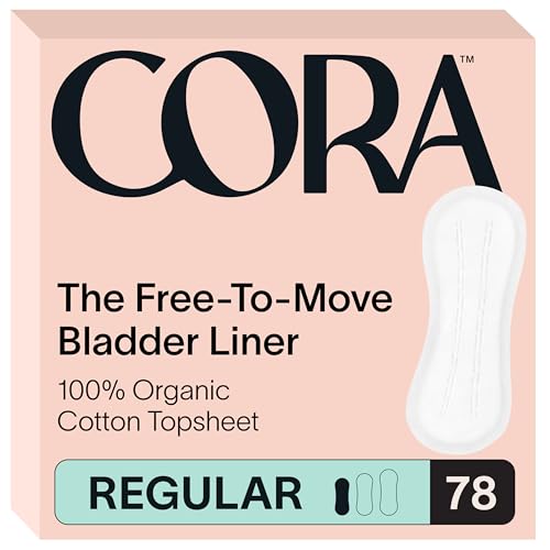 Cora 超薄型オーガニックブラダーライナー | 失禁&産後パッド 女性用 | 膀胱漏れ用パンティライナー | 通気性コットン (78 レギュラー)