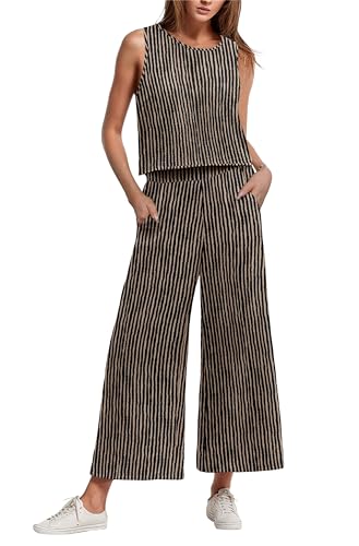 IWOLLENCE Women's Summer 2 Piece Outfits Set Round neck Sleeveles...