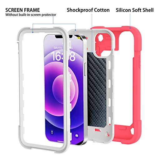 Image of MARKILL Compatible with iPhone with Built-in 360Rotating Ring Stand, Military Grade Drop Protection Full Body Rugged Heavy Duty Case Durable Cover (Hot Pink, iPhone 12 /12Pro 6.1 inch)