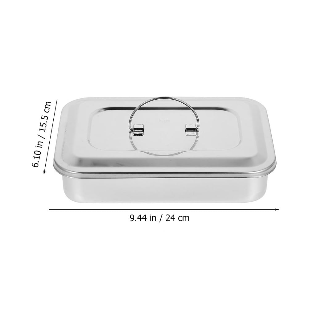 Box Beauty Square Plate Case Nail Display Tray Manicure Disinfections Plate with Pallet Dental Medical Plate Metal Instrument Rack Stainless Steel