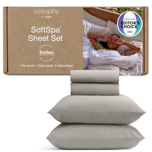 Image of Coop Home Goods Comphy SoftSpa Bed Sheet Set of 4 Pieces, Dove Grey Super Soft California King Sheets, Flat and Fitted, Luxury Spa and Hotel Quality Bed Sheets and Pillowcase Set