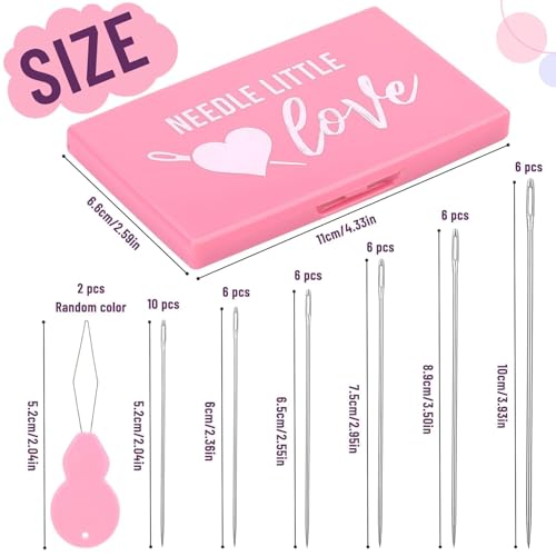 FOUSNOW Magnetic Needle Storage Case, Slim Line Magnetic Needle Organizer, Needle Pin Holder Case, with 40 Pcs Large Eye Sewing Needles, Suitable for Hand Sewing Art Crafts