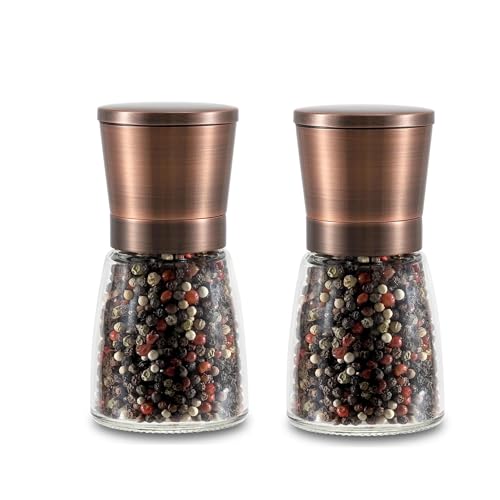 VERSATILE E PERFETTO PER QUALSIASI TAVOLA - Adatto per sale marino, pepe nero, sale dell'Himalaya, spezie e altro ancora. Che tu stia cucinando o intrattenendo gli ospiti, questo set di macina sale e pepe è un accessorio pratico ed elegante.