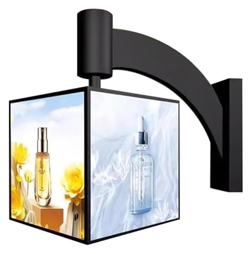 Panneau lumineux LED rotatif à 360° carré multicouche pour l'extérieur pour publicité attrayante dans les cafés, restaurants et magasins de desserts 30 x 30 cm