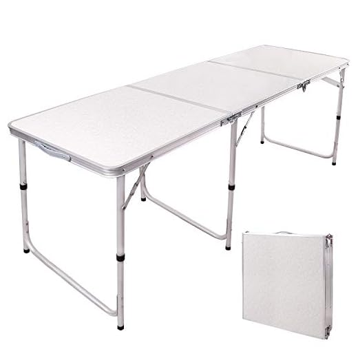 RedSwing 6 Feet Folding Camping Table, Adjustable Height and Portable Aluminum Folding Table for Picnic Outdoor Indoor, 72''x24''x22''/27''