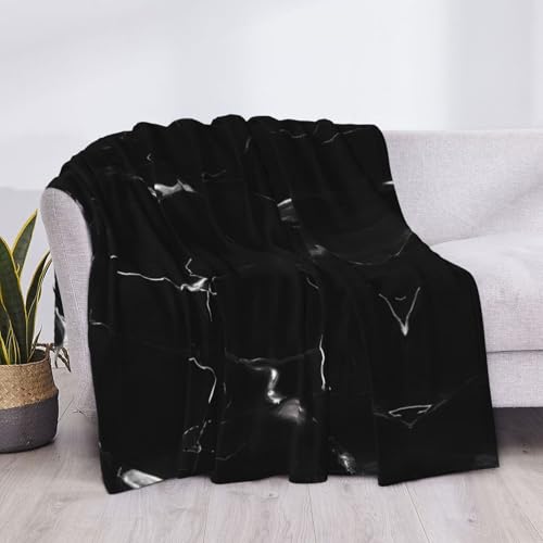Couverture lit microfibre légère marbre noir EdWal contre les nuits trop chaudes