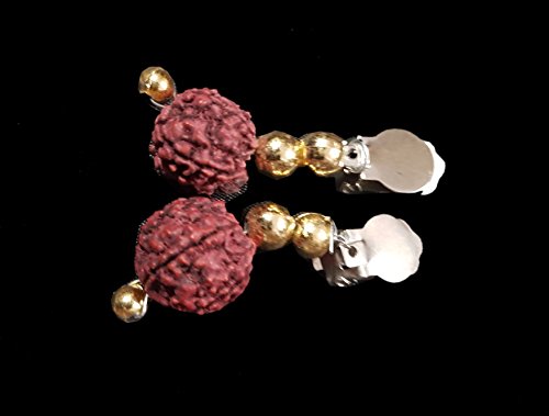 Image of kaku fancy dresses rudraksh Earrings for Mythological Character -Maroon, Free Size - 6 Pairs, for Unisex- Multi Color