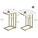 HOOBRO Foldable End Table, Gold C Shaped Side Table with Storage Shelf, Small Snack Table Suitable for Living Room Bedroom Small Spaces, Easy Assembly, Gold and Marble DM29SF01