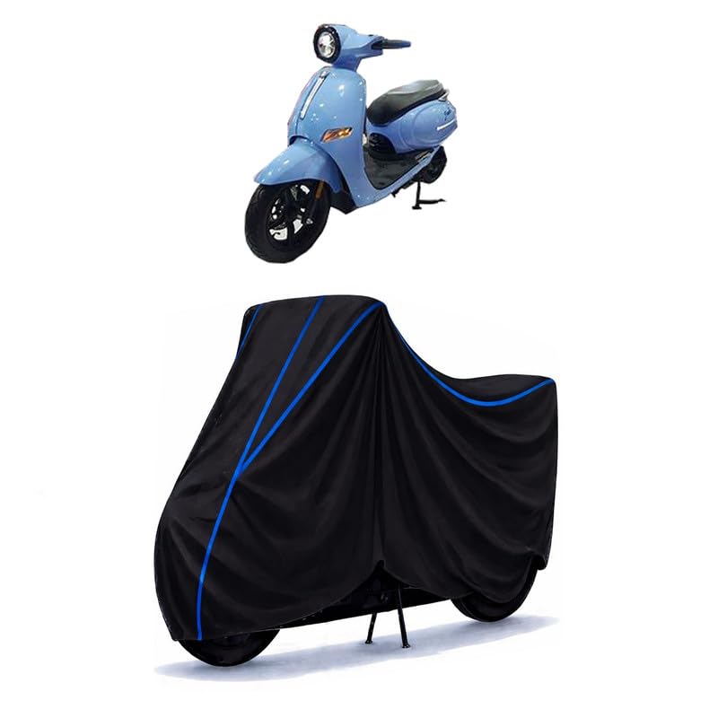 Image of Scooty Cover Water Resistant for EeVe Forseti | Universal Scooter & Bike Cover | Heavy Duty UV Dust, Rain & Scratch Protection | Elastic Fit All Weather Indoor Outdoor | Black with Blue Piping