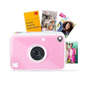 Kodak Printomatic+ Sofortbild Digitalkamera 10MP mit RGB LED, druckt Vollfarb-Fotos auf Zink 2x3” Papier – Rosa