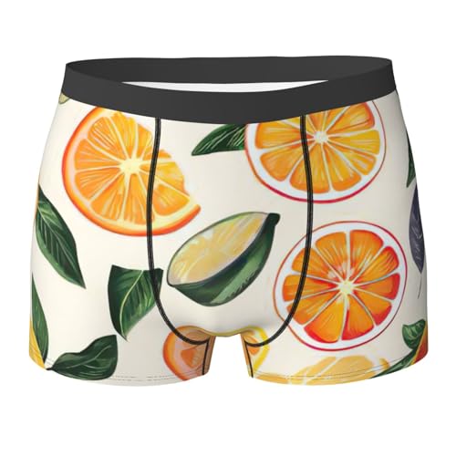 IAEXUOQC Calzoncillos tipo bóxer para hombre con estampado de frutas cítricas, elásticos, suaves, de ajuste clásico, tecnología que absorbe la humedad, Negro, M-XXL