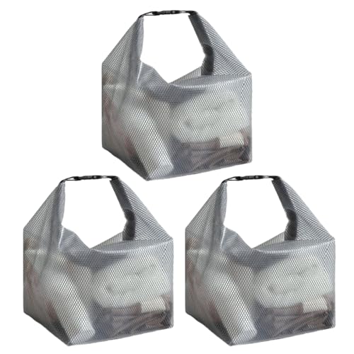 3 borse da doccia portatili con manici, borsone da bagno appendibili, cestino da doccia in rete per viaggi, dormitorio, palestra, campeggio, spiaggia, nuoto (grigio, grande).