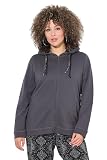 Manches longues Ulla Popken Femme Grandes Tailles Veste en Molleton, Motif Peau de Serpent sur l\'intérieur de la Capuche Gris Graphite 46+ 839461100-46+