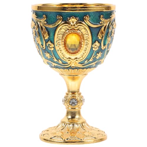 jojofuny Cáliz Histórico de Metal Retro para Cócteles Vaso Pequeño Vintage Resistente y Decorativo Copa de Vino Creativa Color Azul Transparente Adecuado para Eventos y Hogar
