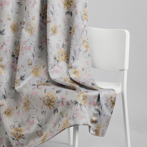 Image of haus & kinder Blackout Door Curtains 7 Feet Long Pack of 2 Door Curtains, 7 feet Curtains for Door, 70% Room Darkening (Amber Petals Printed, 114x213 CM)