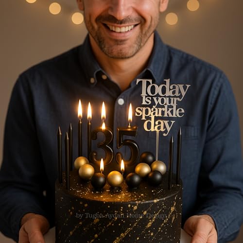 by Tugba Aydan - 33 Pcs Black Birthday Candle Set with Number Candles 0–9, Metallic Long Candles, Ball & Text Toppers – Complete Cake Decoration Kit for Kids & Adults Birthday Party by by tuğba aydan home design - Image 6