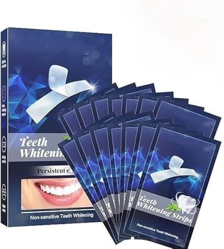 Enamel Safe Teeth Whitening Strips for Sensitive Teeth | Fast 30-Minute Whitening | Removes Coffee, Wine & Smoking Stains | 7 Treatments (14 Strips)