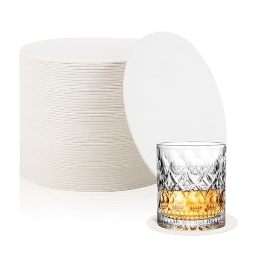 Jooehyer 200 Pezzi di Sottobicchieri in Carta Spessa, 10 cm Rotondi Sottobicchieri Monouso per Matrimoni, Catering e Bar, Cartoncino per Fai da Te