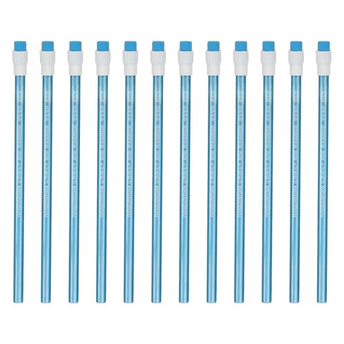 PATIKIL HB鉛筆 12個入り 六角形 グラファイト鉛筆 7mm 薄い木製 ラウンド ゴム付き 事務所 作図 小さな手用 ブルー