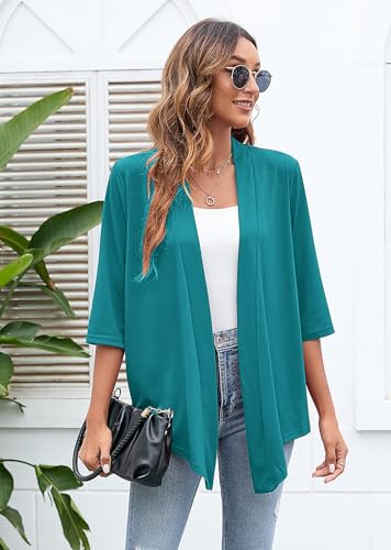 Image of Heymoments Women's Lightweight Open Front Cardigans 3 /4 Sleeve Casual Soft Drape Fall Cardigan S-2XL