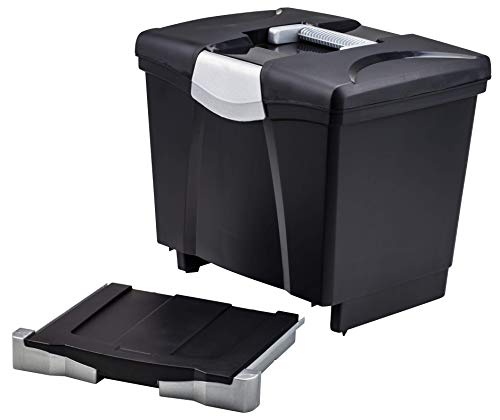 Storex Portable File Storage Box With Drawer Tray, Latch Lid, Letter Size, Black (61523U01C) #TOP3