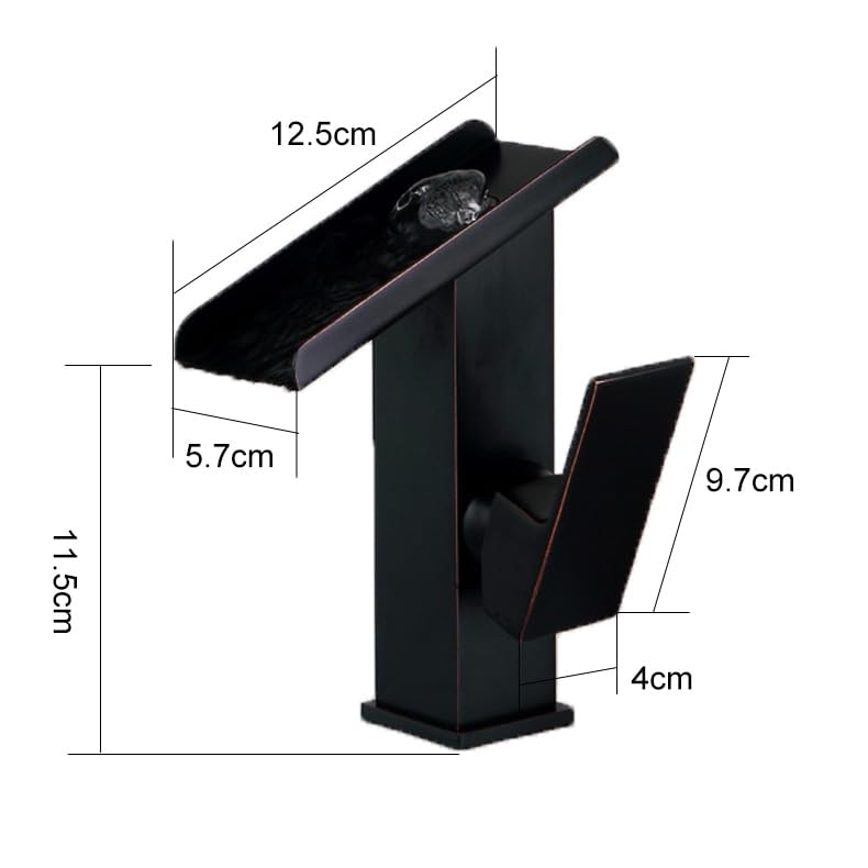 Robinet cascade LED 3 couleurs mitigeur de lavabo noir carré BR-515B2 - 2