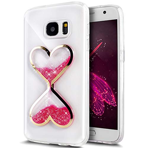 UCLL Glaxy S6 Case,Time hourglass Design Case for Glaxy S6 with a Screen Protector (Hot pink)