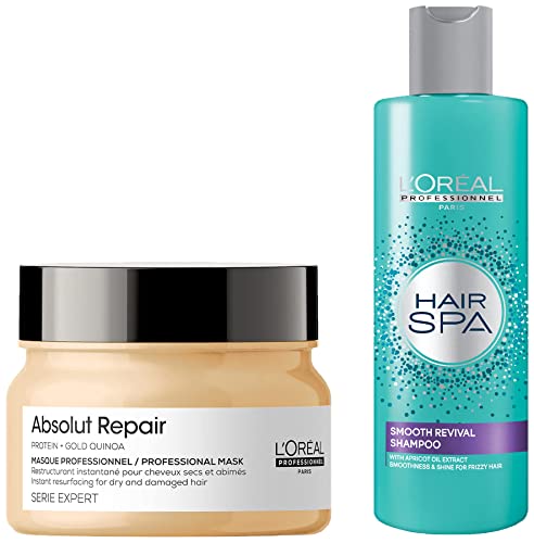 Image of L'Oreal Professionnel Absolut Repair Hair Mask with Protein & Gold Quinoa for Dry and Damaged Hair, Serie Expert, 250gm