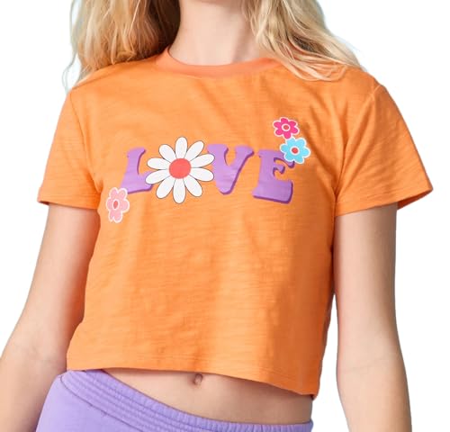T-shirt à manches courtes à coupe carrée tendance pour jeune fille